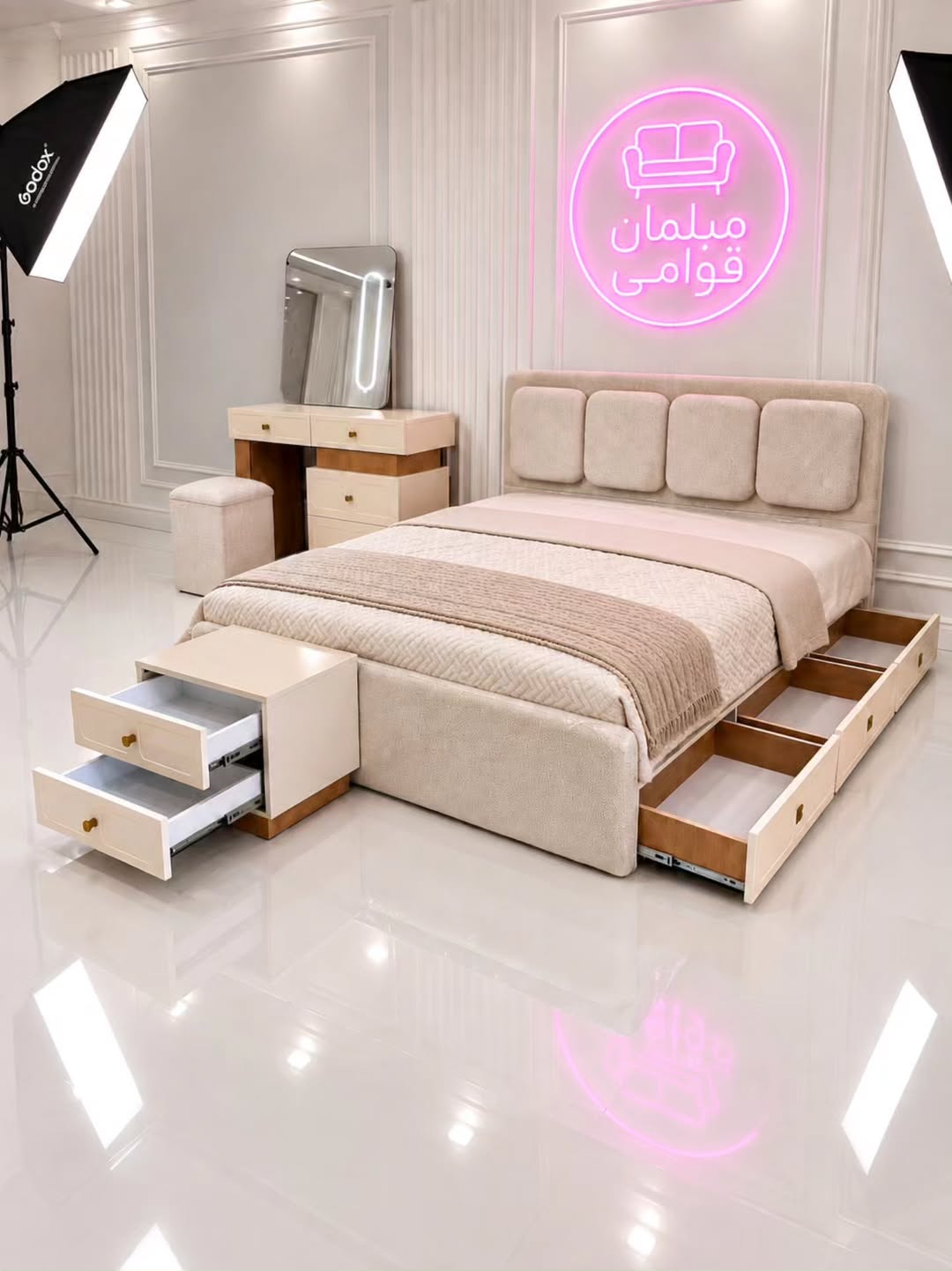 ست تخت خواب و میز آرایش مدل ایفل